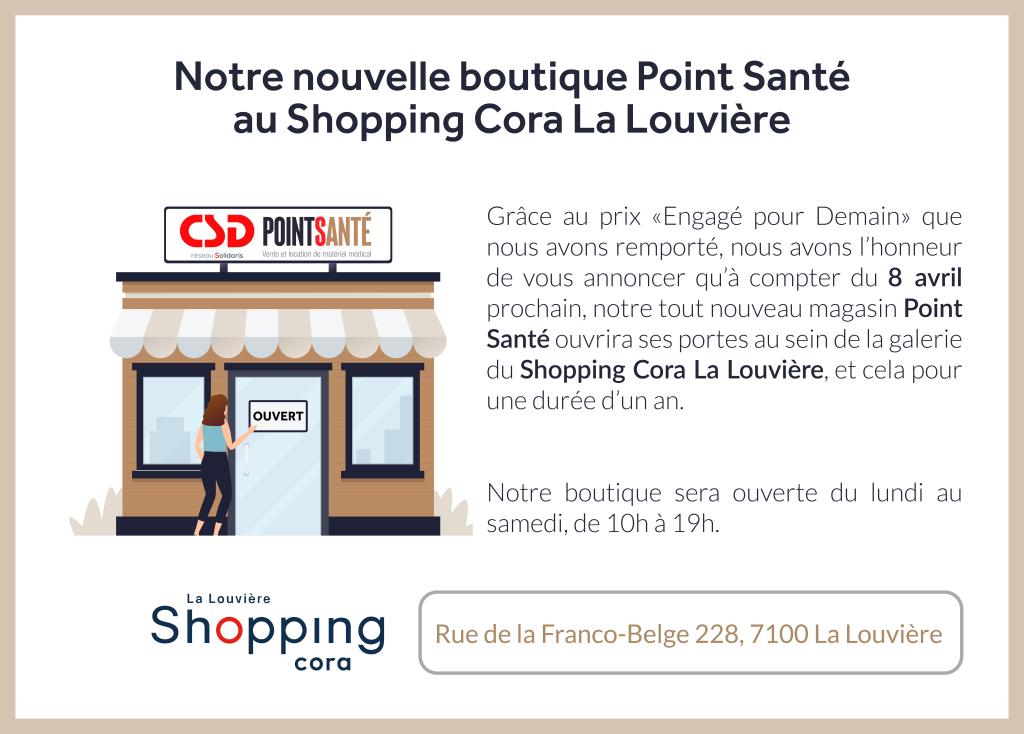 Notre nouvelle boutique Point Santé au Shopping Cora La Louvière